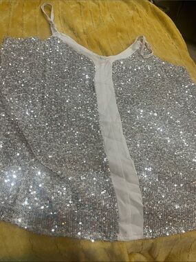 Maurices Silver Sequin Tank Top